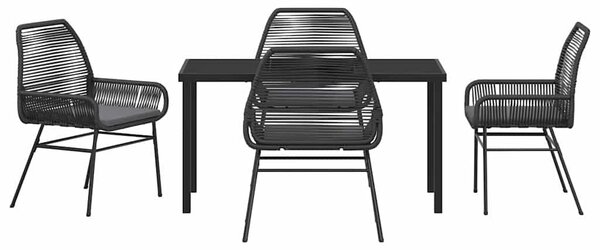 VidaXL Kert étkező szett 5 pcs Fekete polirattan