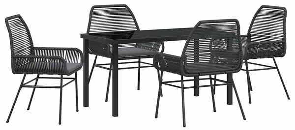 VidaXL Kert étkező szett 5 pcs Fekete polirattan