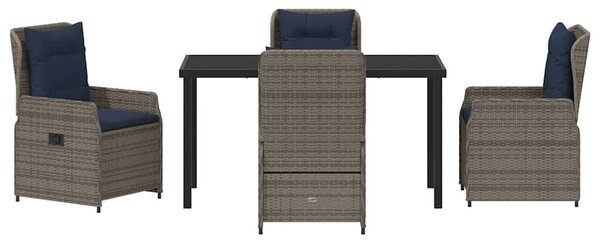 VidaXL Kert étkező szett 5 pcs Szürke Poli rattan