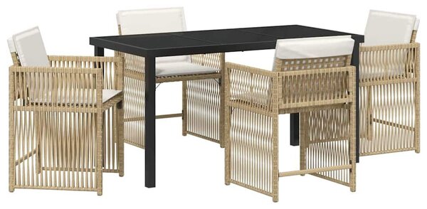VidaXL Kert étkező szett 5 pcs Bézs polirattan