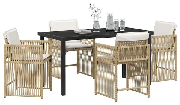 VidaXL Kert étkező szett 5 pcs Bézs polirattan