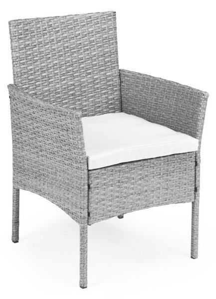 Rattan hatású kerti bútor szett – asztal és székek, szürke, MultiGarden