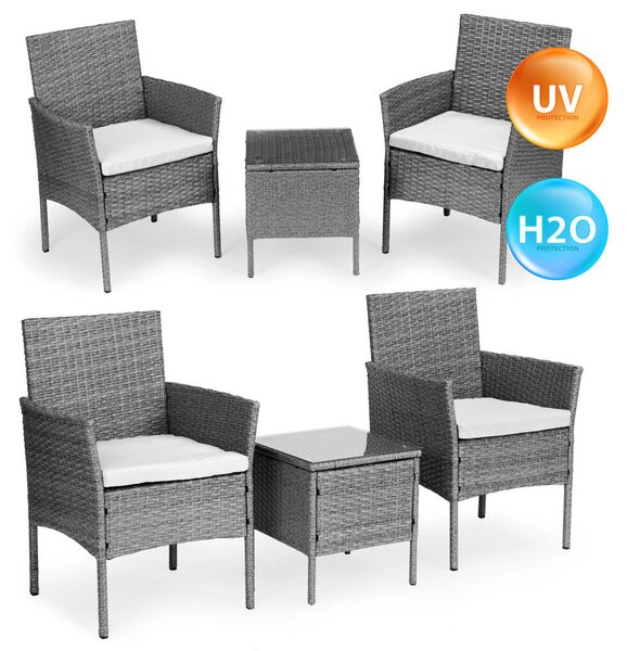 Rattan hatású kerti bútor szett – asztal és székek, szürke, MultiGarden