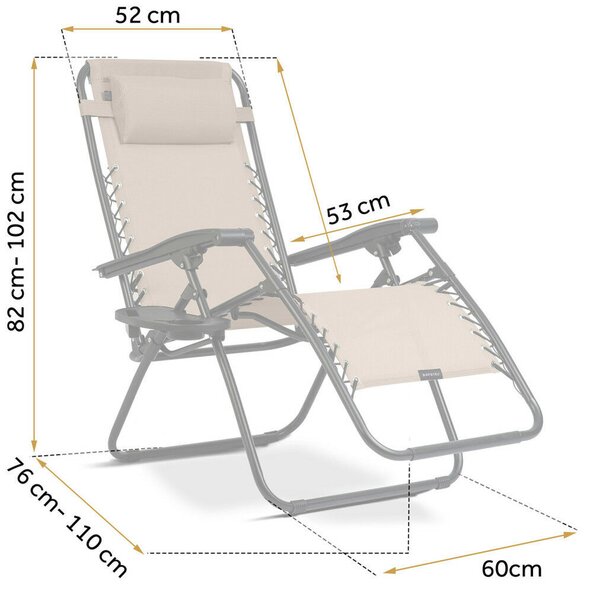 Sofotel ChillWell Zero Gravity nyugágy párnával és pohártartóval- Bézs