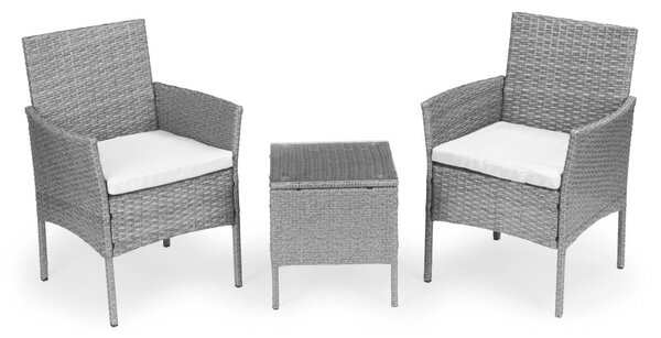 Rattan hatású kerti bútor szett – asztal és székek, szürke, MultiGarden