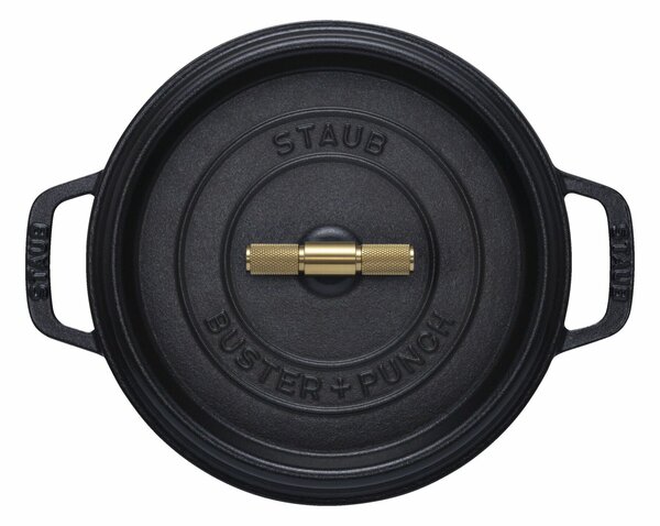 Staub La Cocotte Buster & Punch Önöttvas lábas Ø 24cm 3,8L - Fekete