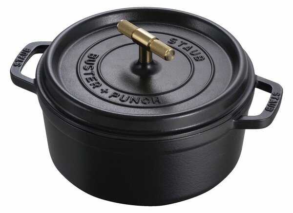 Staub La Cocotte Buster & Punch Önöttvas lábas Ø 24cm 3,8L - Fekete