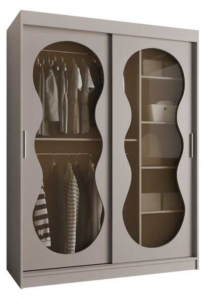 Gardróbszekrény Hartford 528, Edzett üveg, Laminált forgácslap, 200x150x62cm, Kasmír