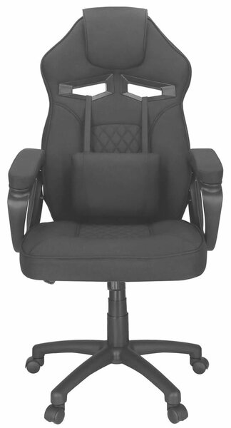 Ergonomikus irodai szék, állítható magasságú, hintamechanizmus, deréktámasz párna, 59x52x125 cm, max. 120 kg, fekete