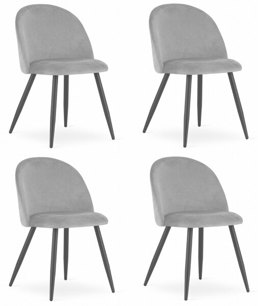 Valora BELLO Szék Világosszürke Bársony Modern Design x4
