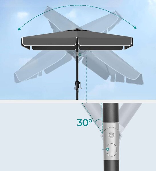 SONGMICS Napernyő - Terasz - 200x150cm - Szürke