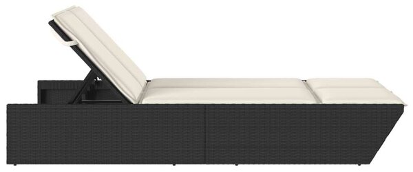 VidaXL Dupla Napozóágy - Fekete Polyrattan - 200cm