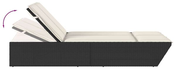 VidaXL Dupla Napozóágy - Fekete Polyrattan - 200cm