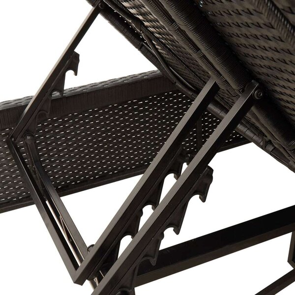 VidaXL Dupla Napozóágy - Fekete Polyrattan - 200cm
