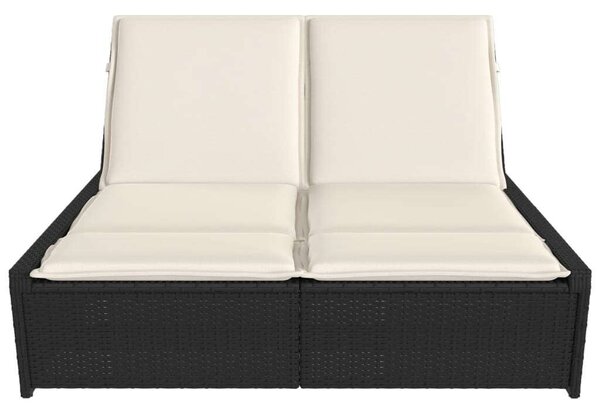 VidaXL Dupla Napozóágy - Fekete Polyrattan - 200cm
