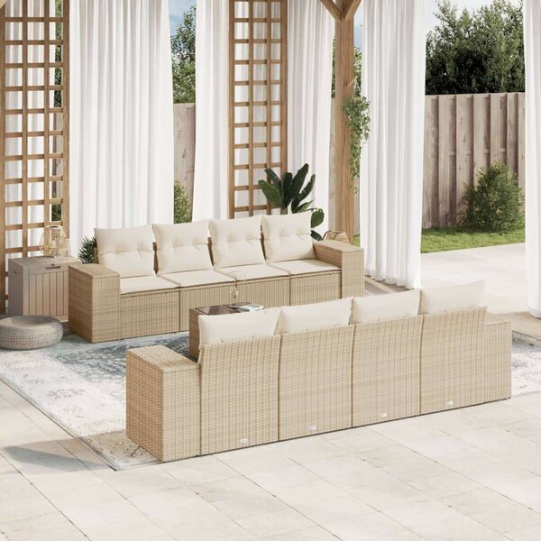 VidaXL Polyrattan Kerti Ülőgarnitúra - 9 részes - Bézs