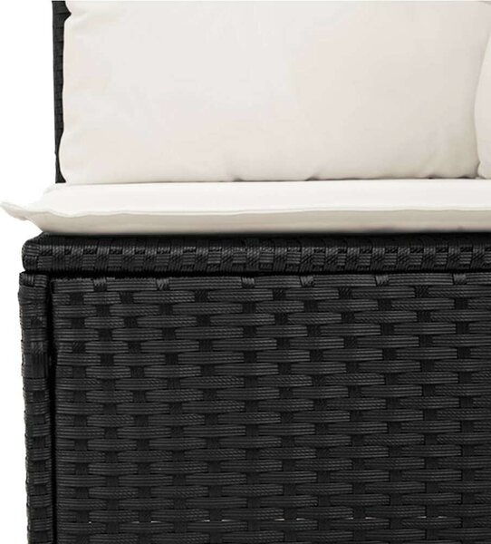 VidaXL 6 részes fekete polyrattan kerti ülőgarnitúra párnákkal