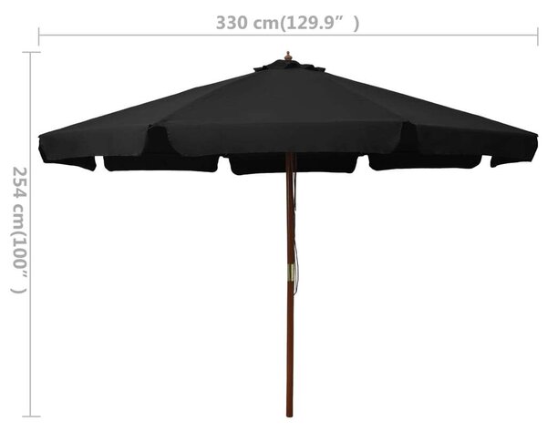 Kültéri Napernyő - Fekete - 330 cm