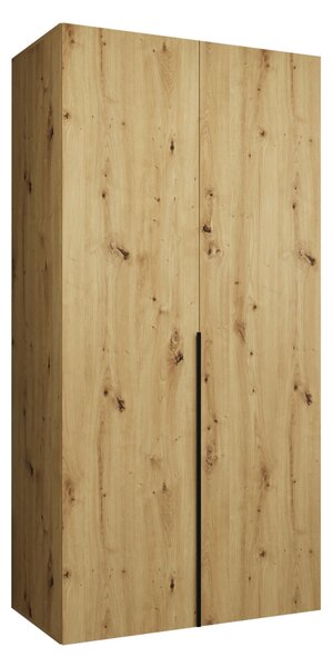 Gardróbszekrény Hartford 535, Laminált forgácslap, 202x100x52cm, Artisan tölgy, Fekete