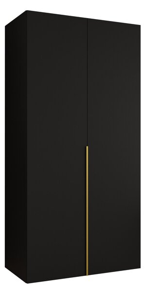 Gardróbszekrény Hartford 535, Laminált forgácslap, 202x100x52cm, Aranysárga, Fekete