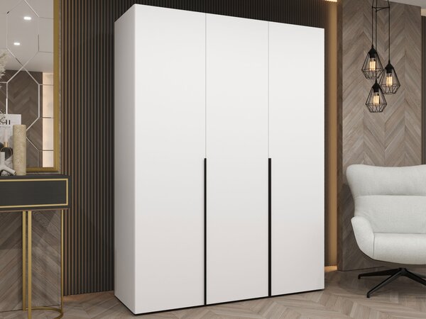 Gardróbszekrény Hartford 536, Laminált forgácslap, 202x150x52cm, Fekete, Fehér