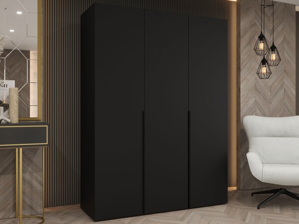 Gardróbszekrény Hartford 536, Laminált forgácslap, 202x150x52cm, Fekete