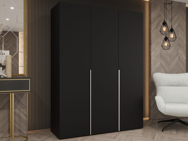 Gardróbszekrény Hartford 536, Laminált forgácslap, 202x150x52cm, Kasmír, Fekete