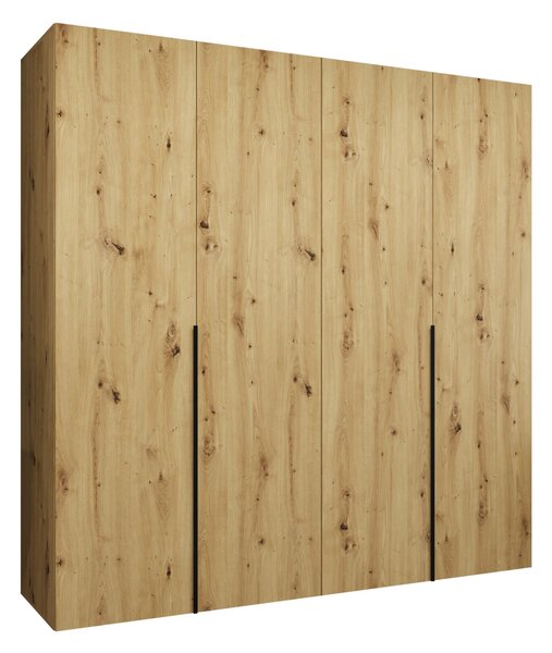 Gardróbszekrény Hartford 537, Laminált forgácslap, 202x200x52cm, Fekete, Artisan tölgy