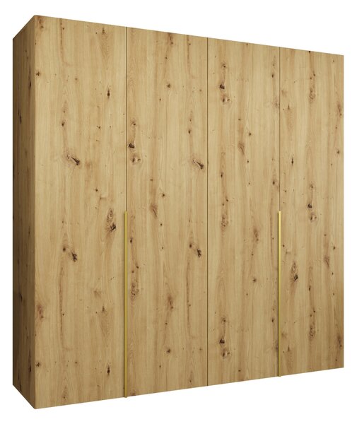 Gardróbszekrény Hartford 537, Laminált forgácslap, 202x200x52cm, Artisan tölgy, Aranysárga