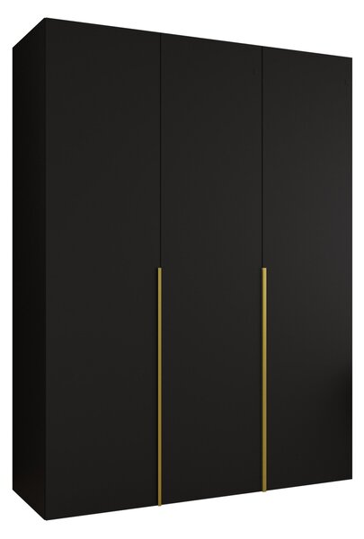Gardróbszekrény Hartford 536, Laminált forgácslap, 202x150x52cm, Aranysárga, Fekete