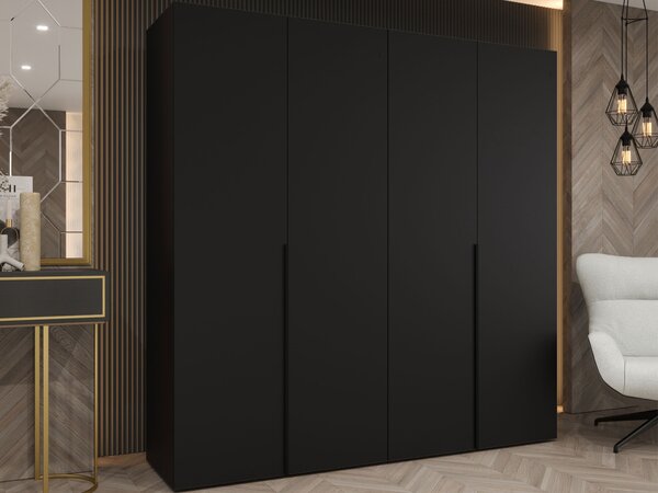 Gardróbszekrény Hartford 537, Laminált forgácslap, 202x200x52cm, Fekete
