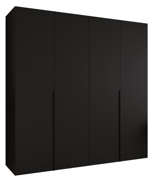 Gardróbszekrény Hartford 537, Laminált forgácslap, 202x200x52cm, Fekete