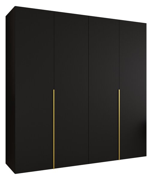 Gardróbszekrény Hartford 537, Laminált forgácslap, 202x200x52cm, Aranysárga, Fekete