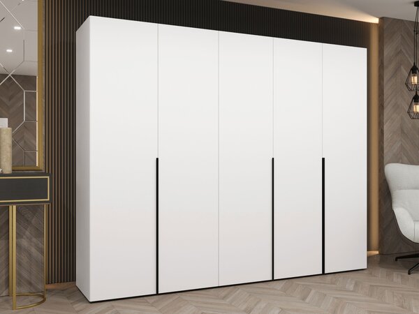 Gardróbszekrény Hartford 538, Laminált forgácslap, 202x250x52cm, Fekete, Fehér