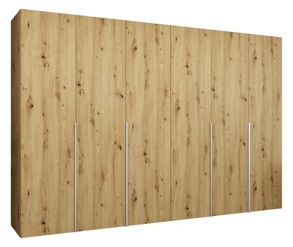 Gardróbszekrény Hartford 539, Laminált forgácslap, 202x300x52cm, Kasmír, Artisan tölgy