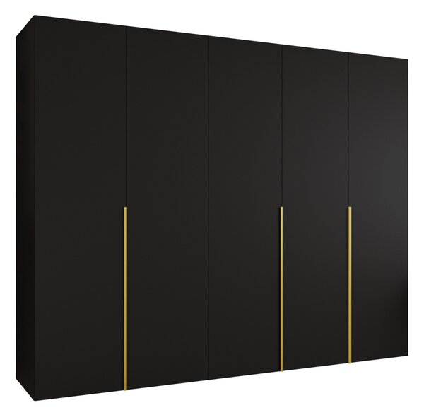 Gardróbszekrény Hartford 538, Laminált forgácslap, 202x250x52cm, Aranysárga, Fekete