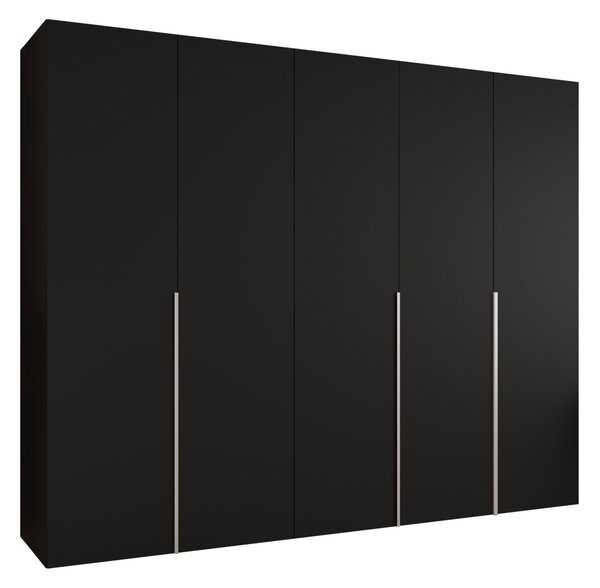 Gardróbszekrény Hartford 538, Laminált forgácslap, 202x250x52cm, Kasmír, Fekete