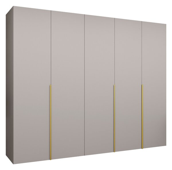 Gardróbszekrény Hartford 538, Laminált forgácslap, 202x250x52cm, Kasmír, Aranysárga