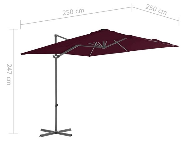 VidaXL Konzolos Napernyő - Bordó - 250x250 cm