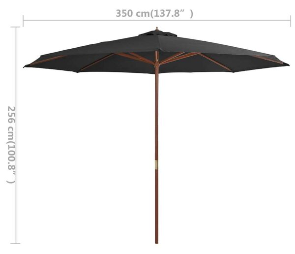 GardenMaster Kültéri Napernyő - Antracit Szürke - 350 cm
