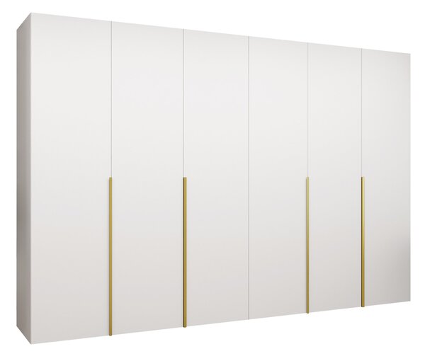 Gardróbszekrény Hartford 539, Laminált forgácslap, 202x300x52cm, Aranysárga, Fehér