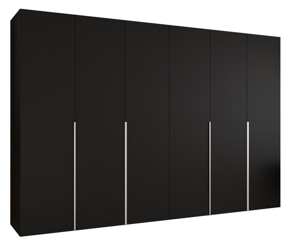 Gardróbszekrény Hartford 539, Laminált forgácslap, 202x300x52cm, Fekete, Kasmír
