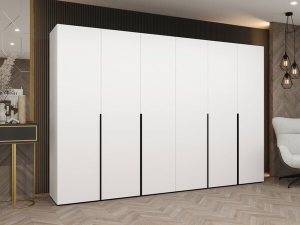 Gardróbszekrény Hartford 539, Laminált forgácslap, 202x300x52cm, Fekete, Fehér