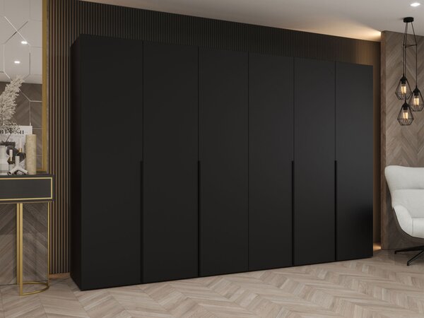 Gardróbszekrény Hartford 539, Laminált forgácslap, 202x300x52cm, Fekete