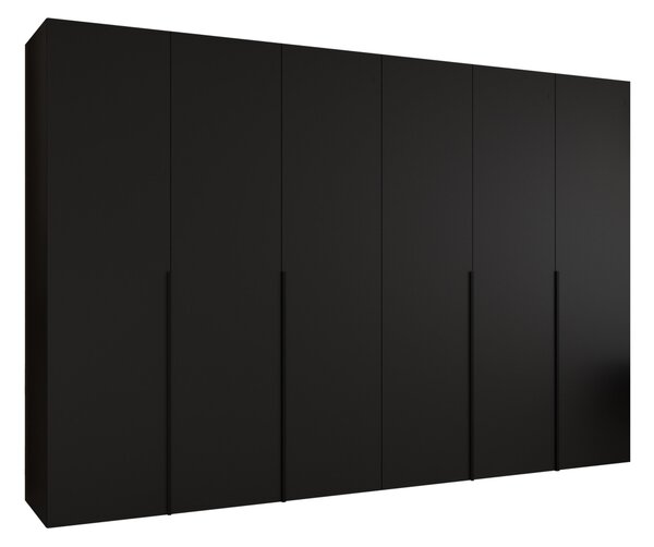 Gardróbszekrény Hartford 539, Laminált forgácslap, 202x300x52cm, Fekete