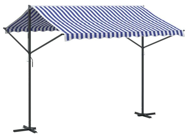 VidaXL kék-fehér szövet és acél szabadon álló napellenző 300 x 300 cm