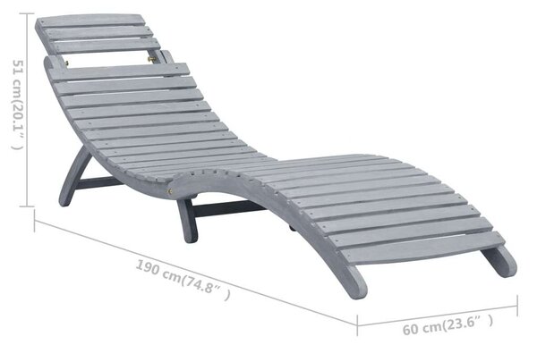 VidaXL Akácfa Napozóágy - Szürke - 190cm