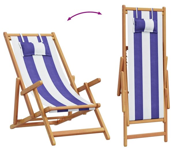 Kék és fehér eukaliptuszfa és szövet összecsukható strandszék