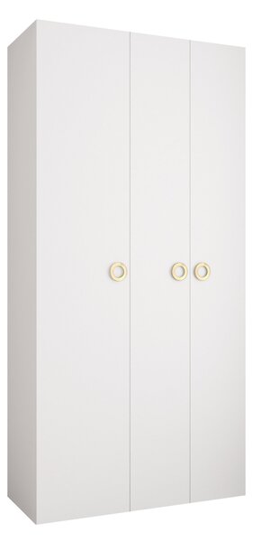 Gardróbszekrény Hartford 544, Laminált forgácslap, 246x120x42cm, Fehér, Aranysárga