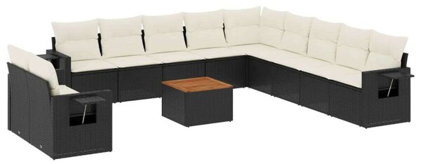 VidaXL Polyrattan Kerti Ülőgarnitúra - 12 részes - Fekete